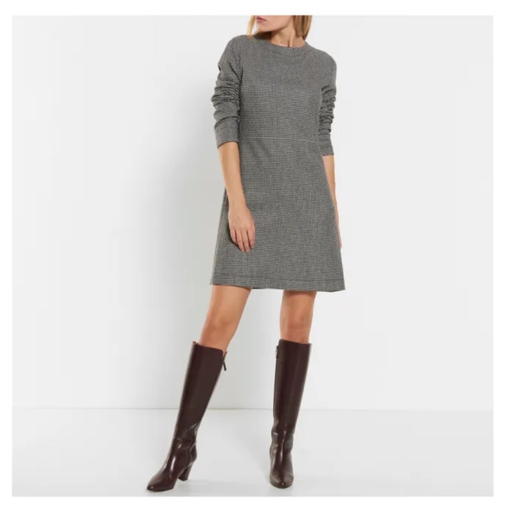 A.P.C. Monochrome Houndstooth Long Sleeve Dress